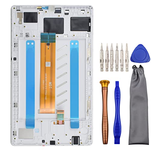 Écran LCD Samsung Tab A7 Lite Blanc avec vitre tactile réactive et kit d'outils