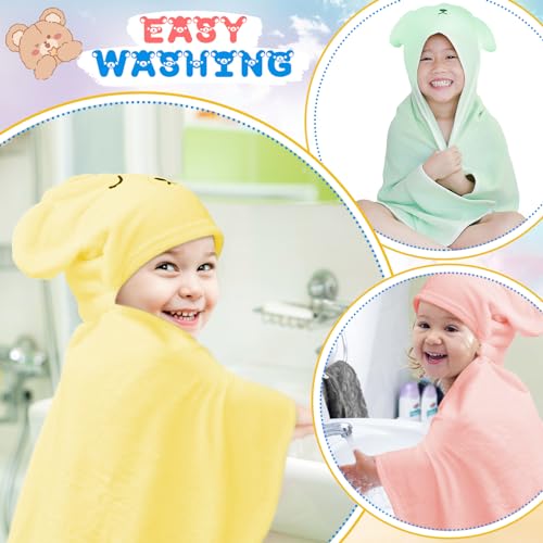 Image of Xtinmee Toddler Bath Towels Hooded for Kid 0-5 Year 28 x 47 Inch Absorbent Baby Hooded Towel with Bear Ears Large Boys Girls Infant Towels Bathrobe Shower Blanket(Soft Color,4 Pcs)