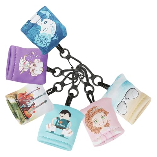 Paños para limpiar gafas y pantallas con llavero y cordón de microfibra, pack de 6 unidades
