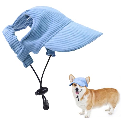 Riisoyu Hunde Baseballmütze, Verstellbar Hundecap mit Ohrlöchern Hunde Sonnenhut Sommer Reise Hut Hund Katze Outdoor Sunbonnet für kleine, mittlere und große Hunde, Blau