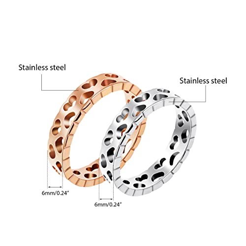 Uloveido 6mm Hollow Love Hearts Ring Wedding Promise Band Couples Rings Romantic Valentines Gifts for Men Women Y16003