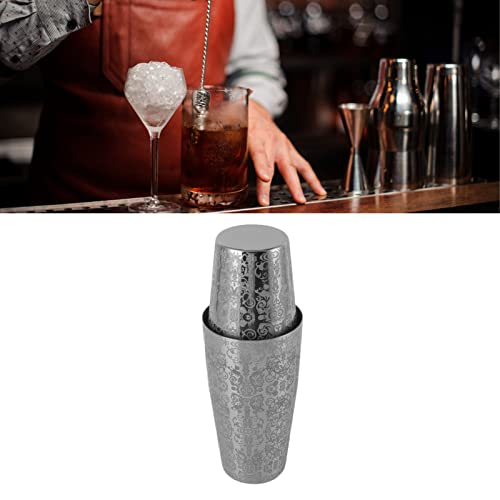 Coctelera de acero inoxidable grabada tipo Boston bar mixer plateada 8