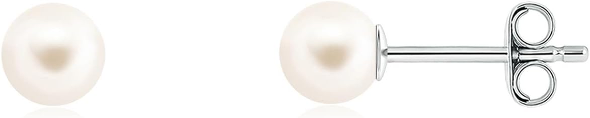 ANGARA Freshwater Pearl Studs for Women | Classic Freshwater Pearl Solitaire Studs in 14K Solid Gold/Platinum | June Birthday, Anniversary, Gemstone Jewellery Gift