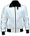III-Fashions Men's Stylish Lightweight Causal Fashion Reversible Scorpio Logo Quilted Embroidered White & Black Satin Varsity Bomber Jacket