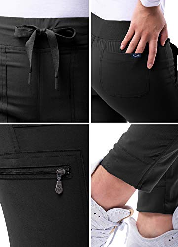 Adar Pro Scrubs For Women - Ultimate Yoga Jogger Scrub Pants - P7104 - Black - M #TOP3