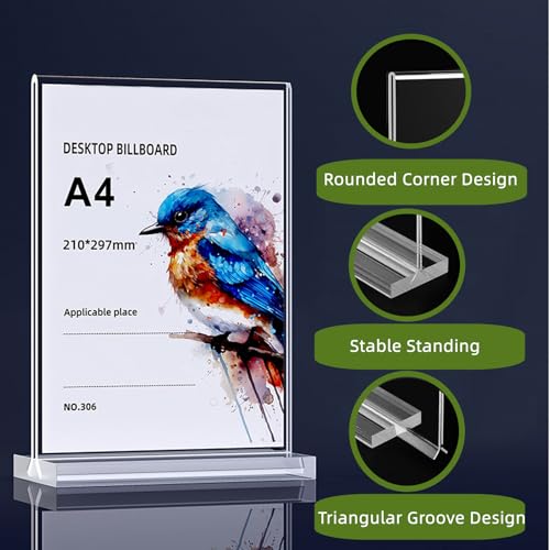 Présentoir de table A4 acrylique premium porte-document transparent en T - 5