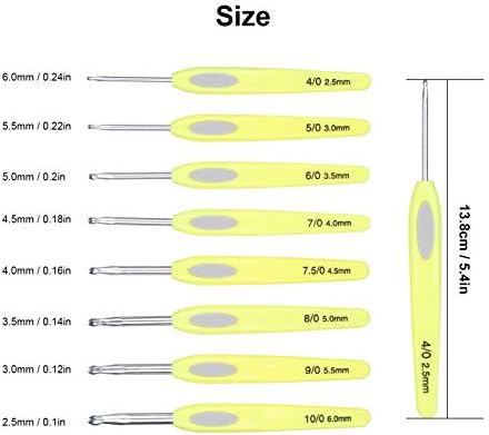 Jeanoko Ergonomic Crochet Hooks Set with Rubber Handle, 8Pcs Knitting Tools for Comfortable Crocheting, Aluminum Material, Ideal for Beginners - 1