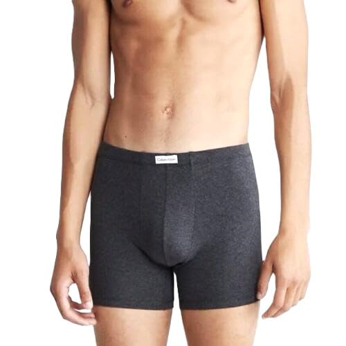Calvin Klein Pure Cotton Stretch Blend 3-Pack Boxer Brief (US, Alpha, Large, Regular, Regular, Charcoal Heather, White, Shoreline)