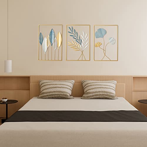 Image of Framing Hub - Golden Metal Wall decor (Set of 3 Leaves wall decor)