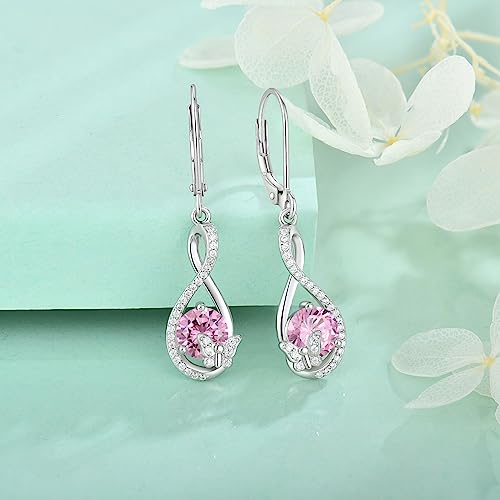 Starchenie Butterfly Dangle Drop Earrings 925 Sterling Silver Infinity Leverback Birthstones Earrings Gift for Women4