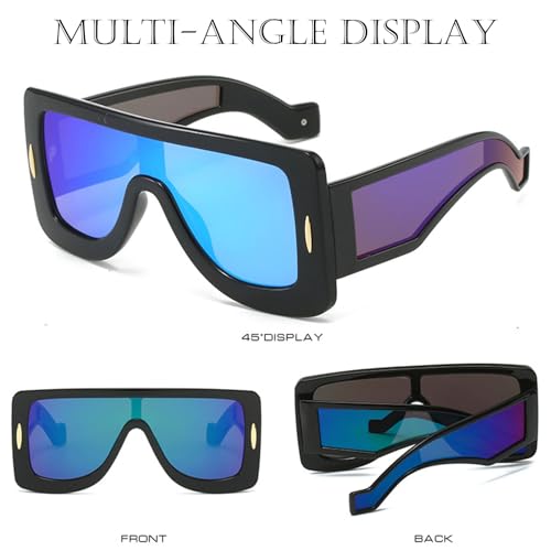 Fashion Mask Sunglasses for Women Men Futuristic Shield Sun Glasses Oversized Flat Top Sunnies3