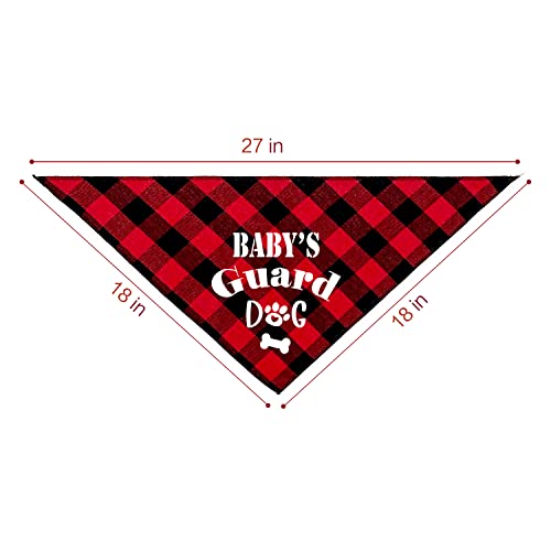 Ntkio Funny Red Plaid Cotton Pet Dog Bandana, Baby's Guard Dog Pregnancy Announceme Photo Prop Triangle Bibs Accessories For New Baby Shower Photograph Pet Dog Lovers Gift #TOP3