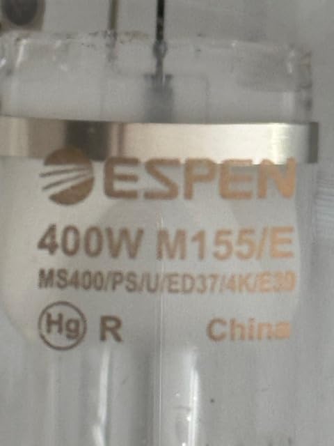 Espen 10 Pieces 704-037 MS400/PS/U/ED37/4K/E39 400W ED37 SOLARC Pulse Start Metal Halide Unprotected ArcTube 4000K Mogul Base M155/E Universal Compatible W/Replacement 64525 MS400/PS/BU-Only