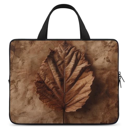 Bolsa para laptop 17 pulgadas marrón con hoja miniatura 1