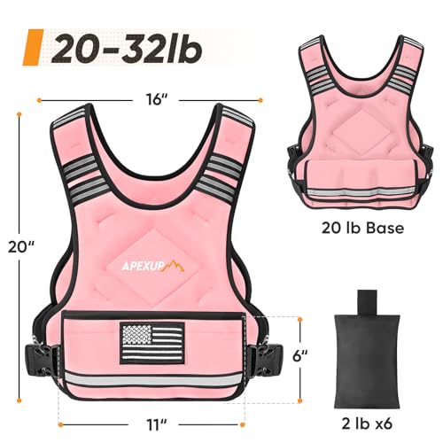 Image of APEXUP Adjustable Weighted Vest, 4-10lb /12-18lb /20-32lb Vest with 6 Ironsand Weights and Large Pocket, Weight Vest for Men Women Strength Training, Running, Walking