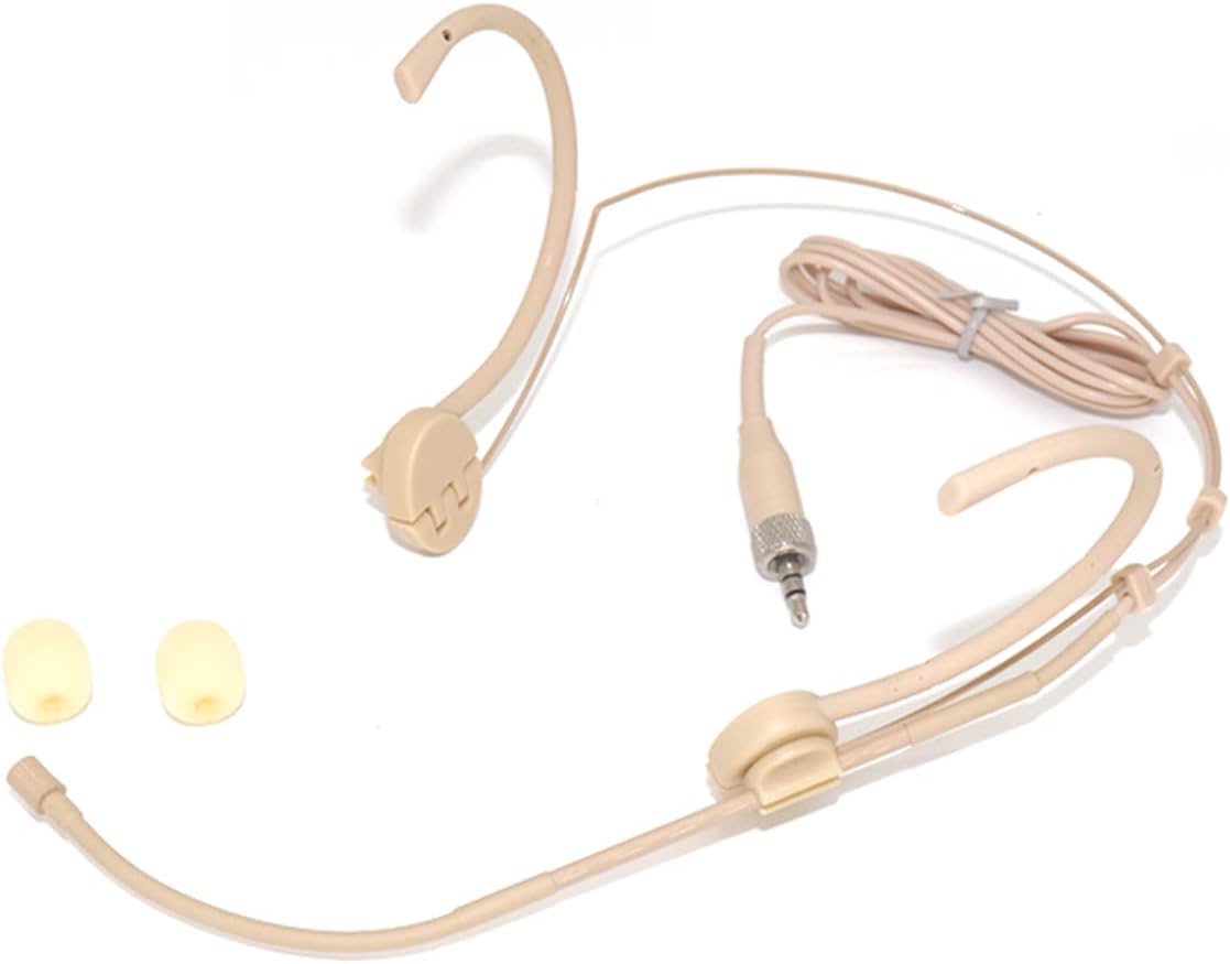 Foldable Headset Microphone Condenser Omnidirectional Double Over Ear Earset Headworn Mic Compatible with Sennheiser Wireless System Bodypack Transmitter with 1.2m Cable 3.5mm Female Screw Plug - Image 6