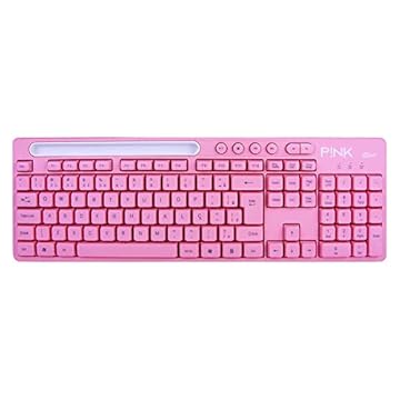 Teclado Usb KX Multimidia Com Suporte Para Celular Rosa
