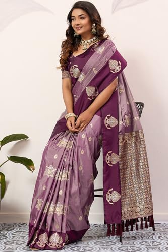 Image of SGF11 Women's Kanjivaram Pure Soft Silk Saree With Unstitched Blouse Piece