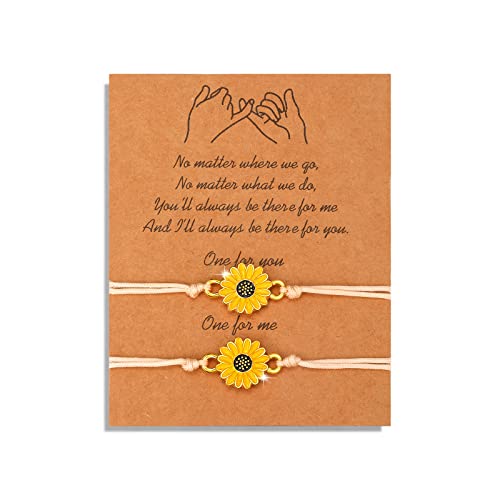 Sunflower Pinky Promise Bracelet for 2Pcs Long Distance Friendship Gifts for Best Friend Women Girls2