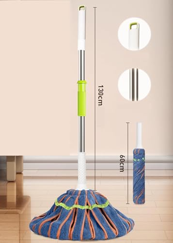 Image of Microfiber Self-Wringing Twist Mop with Extendable Telescopic Handle, Floor Cleaning Mop, Floor Cleaner for Tile, Hardwood & Laminate, Hang-Up Storage Design