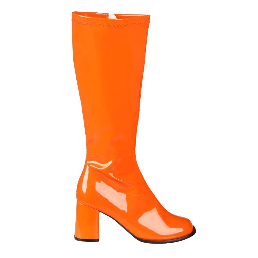 Boland - Stiefel Retro, Pink, langer Schaft, Synthetik, Blockabsatz 8 cm, Reißverschlusss, Spacy, Schlager, cooler Look, Karneval, Halloween, Fasching, Mottoparty