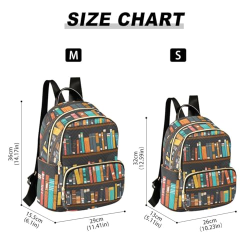 Image of ALAZA Bookshelves Library Women Backpack Purse Ladies Fashion Shoulder Bag Daypack Travel Bag 10L