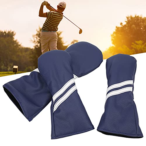 SUNGOOYUE Funda para Cabeza de Madera de Golf, Juego de Fundas para Cabeza de Palo de Golf a Rayas de PU Impermeables para Conductor No.1,3,5