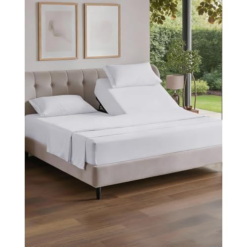 Flex Top Split Head King 4 Piece Sheet Set - Ultra-Soft, Breathable & Cooling Bed Sheets Set - Hotel Luxury Bedding for Women & Men with Deep Pockets - Wrinkle Free & Fade Resistant - Oeko-T