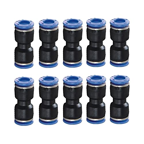 6mm X 6mm Union Push PU Pneumatic Pipe Fitting Straight Connector 6mm OD Hose Tube (Pack of 10)