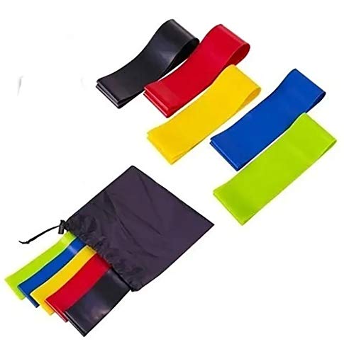 Kit 5 Faixas Elásticas para Exercícios Thera Band 50x5cm (5un) 0.35/0.5/0.7/0.9/1.1mm, Resistente e