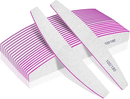 Professional Nail Files 12pcs 180/100 Grit Double Sided Emery Board Washable Nail Files for Acrylic & Natural Nails Fingernail Buffering Files Manicure Tools Nail Styling Tools Pet Grooming Tools