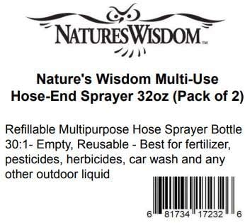 Miniatura 5 de Pulverizador multiusos para manguera de césped de 32 onzas (paquete de 2) botella recargable vacía (natural, transparente), rociador 301,