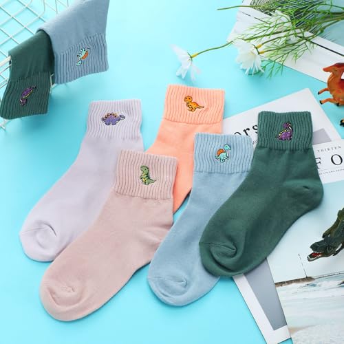Image of Eurzom 10 Pairs Socks Womens Crew Elastic Ankle Length Cotton Socks Aesthetic Cute Lightweight Low Cut Gifts for Women