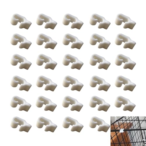 Image of 60 Pcs Detachable Pet Cage Door Clip, Plastic Lock Snap Cat Fence, White Rabbit Cages Connector Clamp for Small Pet Bird Hamster Cage