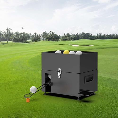 Lanzador de pelotas de golf, capacidad para 50 pelotas, alimentación rápida en 3 segundos, sin obstrucciones, acero galvanizado de calibre pesado para diversión en el patio trasero o campo de