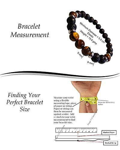 Young & Forever Gift Natural Reiki Feng-Shui Healing Crystal Beaded Gem Stone Tiger Eye Bracelet for Men and Women