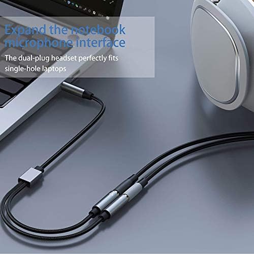 Rpanle Headphone Mic Splitters Adapter, 3.5mm Male to Dual 3.5mm Female Audio Mic Y Splitter Adapter Compatible with Phone, Laptop, Gaming Headset, External Microphone and MP3 players (30cm)