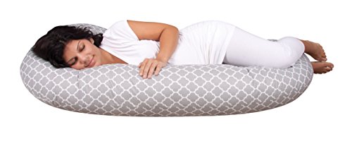 Leachco Snoogle Chic - Snoogle Total Body Pregnancy Pillow with Easy on-Off Zippered Cover -Moroccan Gray - Thumbnail 3
