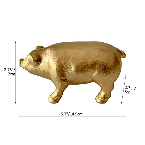 Pewery Golden Pig Statue, Animal Figurine Home Decor, Pig Sculpture For Home Office Desktop Bookshelf #TOP1