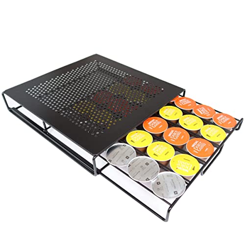 Liebbon ドルチェグスト&Vertuo コーヒーポッドホルダー 30カプセル用 カプセルホルダー 収納ケース 引き出し 省スペース洒落に収納「カプセル別売り」(ブラック)