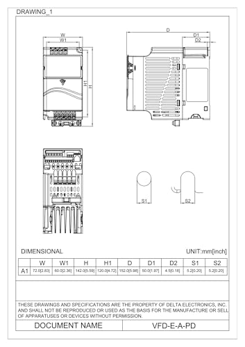 Onduleur VFD015E43A avec panneau KPE-LE02 pour le contrôle de moteur triphasé - 3