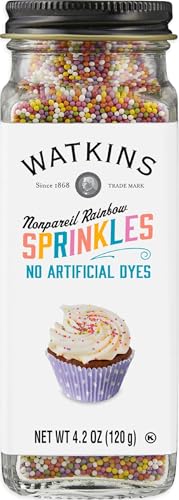 Image of Watkins Gourmet Decorating Sprinkles, Rainbow Nonpareils, 4.2 Oz. Jar, 1 Count
