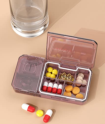 Image of House of Quirk 3 in 1 Multi-Functional Pill Cutter, Portable Travel Small Pill Box Case Holder, Purse Medicine Container for Cutting Vitamins Tablets (Pack of 2, Multicolor)