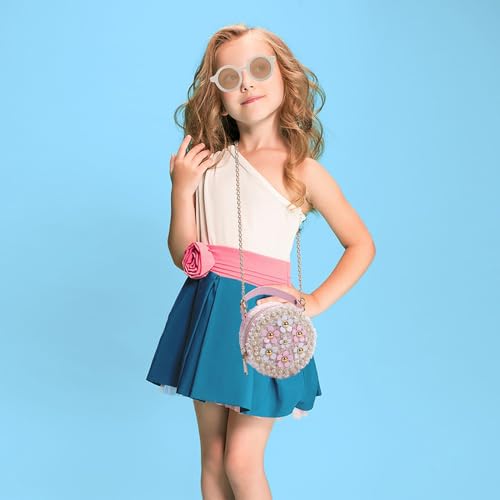 LJCTULY Girls Purse for Age 3-14, Flower Purse for Kids, Pink Little Girls Handbag Toddler Wallet with Round Glasses, Cute Toddler Crossbody Bag, Princess Handbag Gift for Christmas, Birthday by LJCTULY - Used condition - Image 2