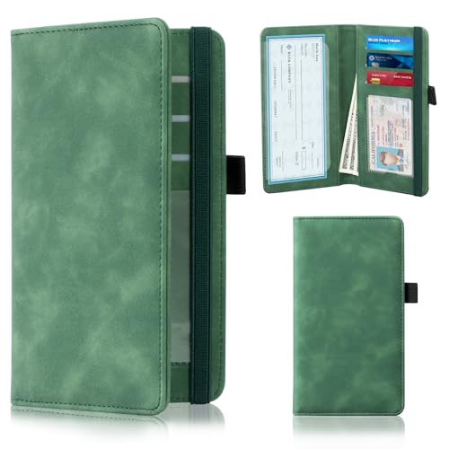 Image of CoBak Premium Leather Checkbook Cover - RFID Blocking, Classic Design, Slim & Durable - Perfect for Personal & Business Checks