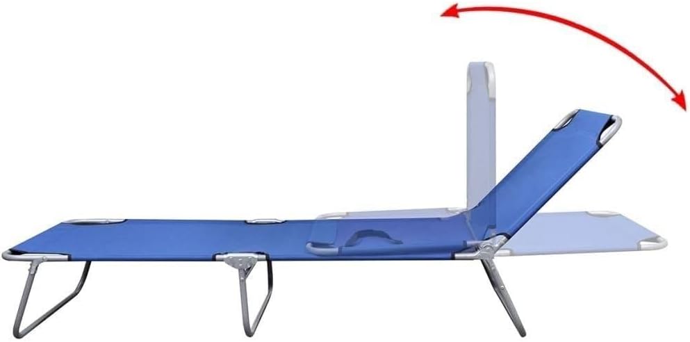 Blue Garden Sun Lounger with Adjustable Backrest, Folding Design, Powder-Coated Steel Frame, Comfortable Outdoor Lounge Chair for Pool, Patio, Beach