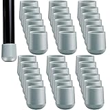 Jetec 36 Pieces 7/8 Inch Folding Chair Leg Caps Heavy-Duty Plastic Chair End Caps Non-Marring Furniture Glides Round Hardwood Floor Protectors, Grey