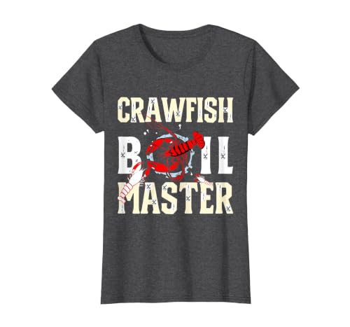 Crawfish Boil Master Cajun Seafood Festival Retro Cooking T-Shirt, Women, Dark Heather Grey, Small