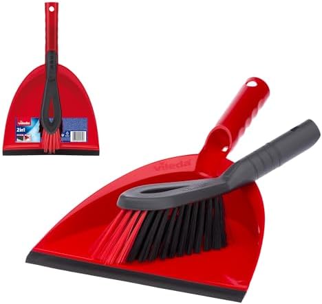 Vileda Dust Pan & Brush Set - 2in1 Brush and Pan Set with Durable Bristles & Easy to Sweep Rubber Blade - Ergonomic Handle and Clip to Combine for Easy Storage - View 3