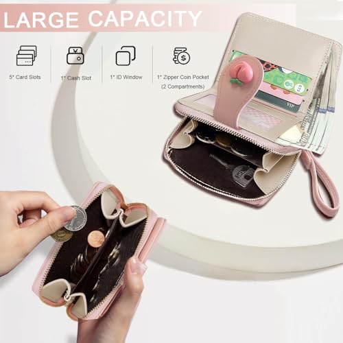 Image of Sunwel Fashion Girls Cutest Prints Wallet Card Slots Small Wallet with Zipper Coin Pouch Wallet for Women